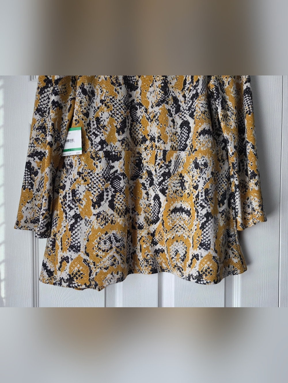 NWT Kasper Gold Snake-Print Open Front Cardigan Sweater Size L - Picture 11 of 15
